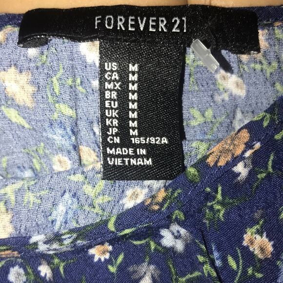 Forever 21 Boho Casual Dress Mini Sleeveless Frills Ruffles Floral Size Medium - Picture 4 of 9